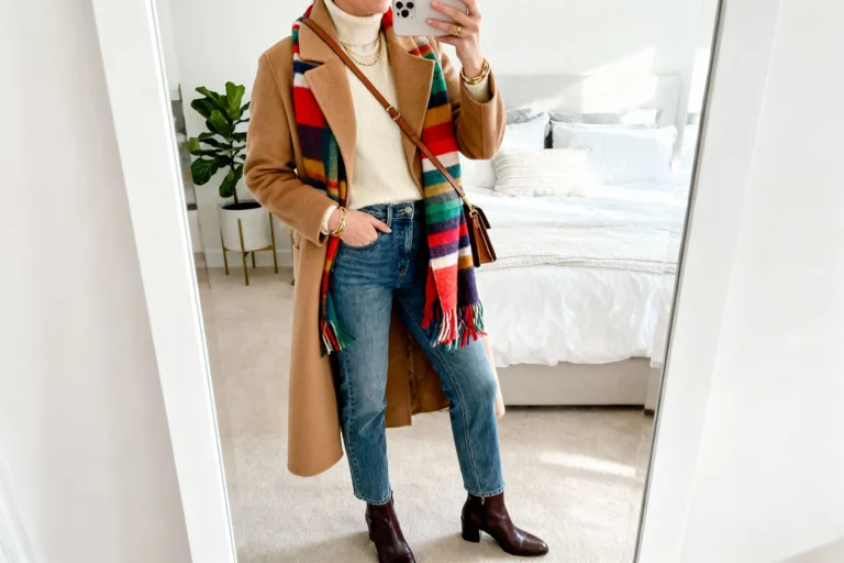 5 Winter Outfits That Need a Colorful Scarf (before & After Magic)