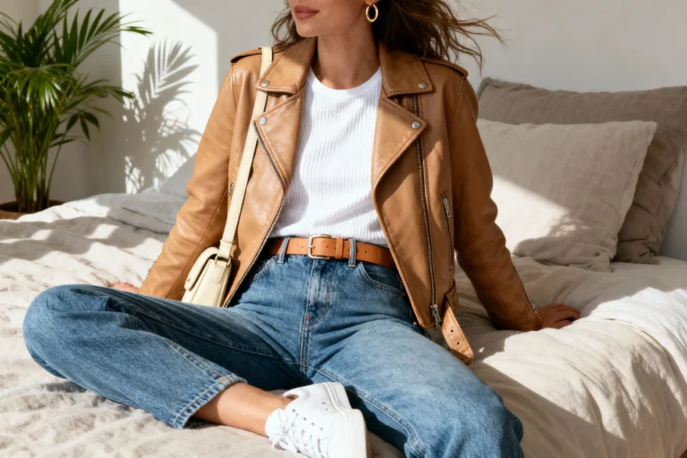 Casual Brown Leather Jacket Ootd Snapshots to Recreate Right Now