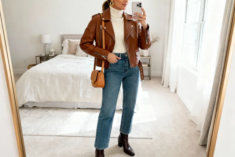 Celebrity-inspired Chocolate Leather Jacket Outfit Ideas That Turn Sidewalks Into Runways