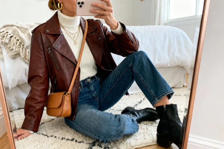 “it Girl” Formulas for Fall Outfits Brown Leather Jacket You’ll Wear on Repeat