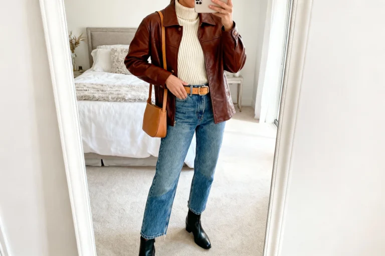 “it Girl” Formulas for Fall Outfits Brown Leather Jacket That Turn Heads