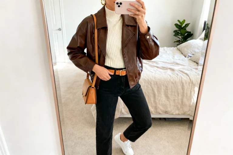 Minimalist Ideas for a Brown Leather Jacket Fall Outfit You’ll Wear on Repeat